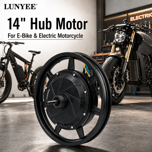 LUNYEE 14in 36V-72V 1000W-3500W Brushless 120KM/h Hub Motor for E-Bike Scooter