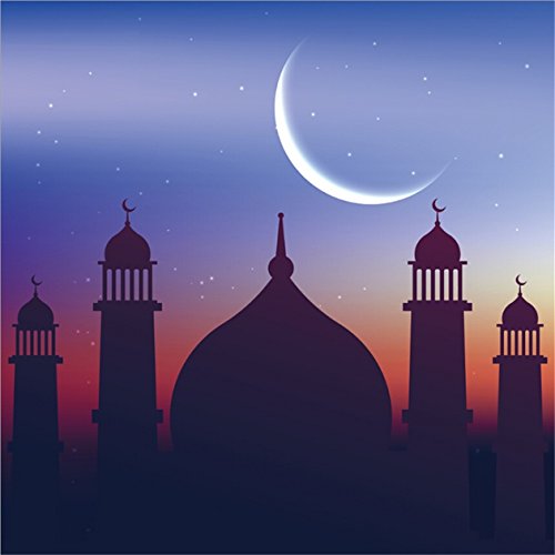 CSFOTO 8x8ft Background for Mosque Night Silhouette Photography Backdrop Ramadan Muslim Islam Religion God Arabic Islamic Pray Arab Eid Traditional Minaret Photo Studio Props Vinyl Wallpaper