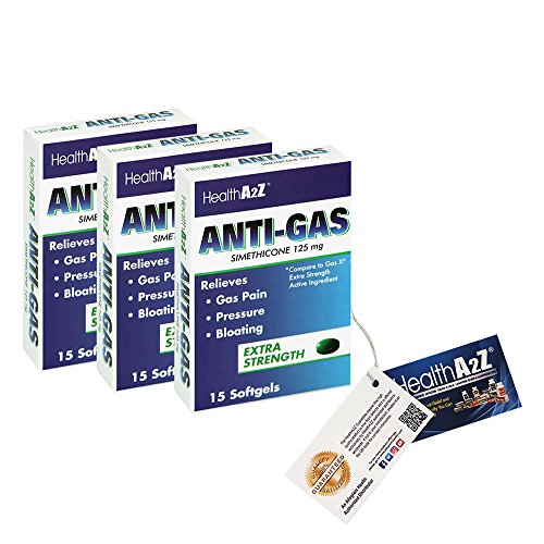 HealthA2Z Anti-Gas,3-In-1,Compare to Gas X Extra Strength Active Ingredient, Simethicone 125mg Softgel pack of 3