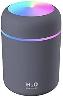 Portable Colorful Mini Humidifier - Essential Oil Diffuser - H2O Humidifier -Portable Mini 300 ml USB Air Humidifier for Bedroom, Car, Office, Desktop with Colorful light & 2 Mist Modes (Black)