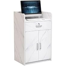 Reception Desk Modern Small Simple Checkout Counter, Cashier Front Desk Reception Room Table with Lockable Drawers for Lobby Beauty Salons Convenience Store Shop