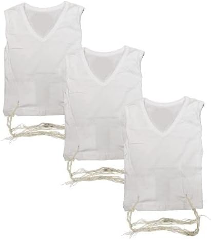 Judaica Place 3 Piece Bundle - Keter PerfTzit Undershirt Tzitzis Ashkenazi Meyuchad V Neck Size 3 3 Pack White