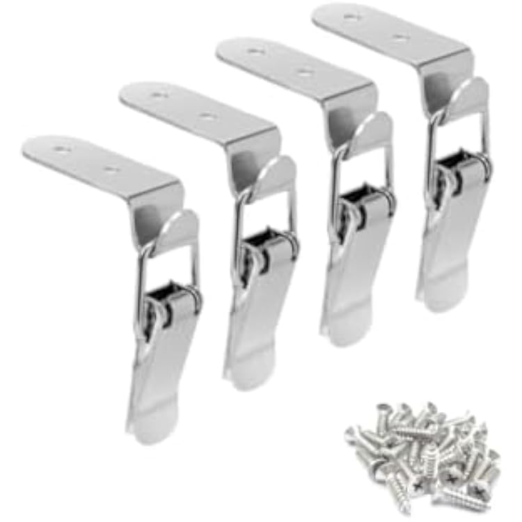 Latch 90 Degree Stainless Steel Spring Loaded Toggle Latch, Silver Catch Hasp Clamp Clip Lock with for Cabinet, Wooden Case, Box 70mm - 4 Pack