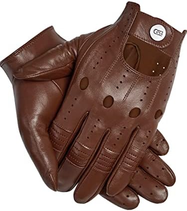 GSG Men Geniune Leather Gloves Sheepskin Black Driving Cycling Touchscreen Motorcycle Unlined Gloves