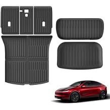 6PCS Trunk Mats & Frunk Mat & Backrest Mats for New 2025 2026 Tesla Model Y Juniper 5-Seats (Not fit Standard) All Weather TPE Cargo Mat Frunk Liner Trunk Lower Pad Accessories Interior Black