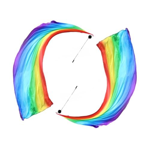 2 Sets Belly Dance Colorful Veil Poi Silk Poi Throwing Balls Poi Throwing Balls Scarf Poi Streamer with Poi Balls Belly Dance Ball for Belly Dance Performance, for Parties Dances Performances