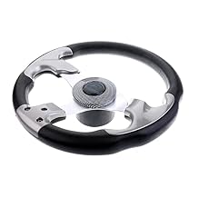 Universal Replacement 12.4''/31.5cm Aluminum Alloy Yacht Marine Pontoon Boat Steering Wheel 3 Spoke 3/4'' Shaft & Soft PU Foam Grip