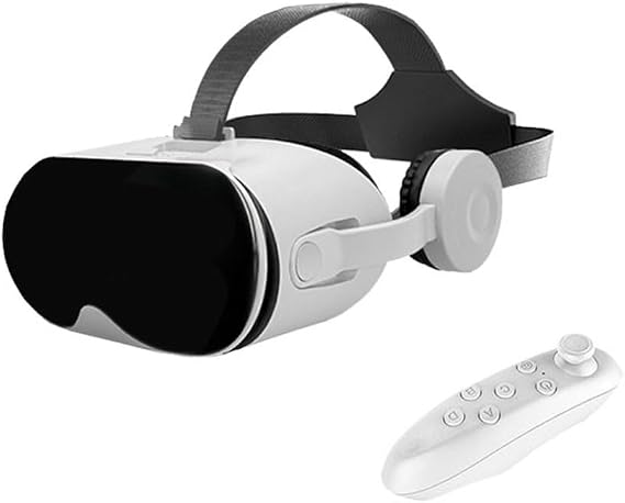 VR Headset for Phone Virtual Reality Headsets with Remote Control, VR 3D Video Glasses for Movies & Play Games for iOS and for Android(White)