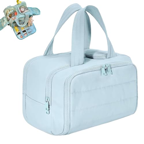 Toiletry Bag - Travel Makeup Bag - 4-in-1 Multi-functional Lightweight Makeup Bags for Women with Handle for Accessories, Essentials, Toiletries Blue