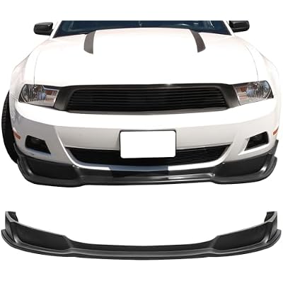 Front Bumper Lip Compatible with 2010-2012 Ford Mustang V6, Black PU Front Lip Finisher Under Chin Spoiler Add On by IKON MOTORSPORTS, 2011