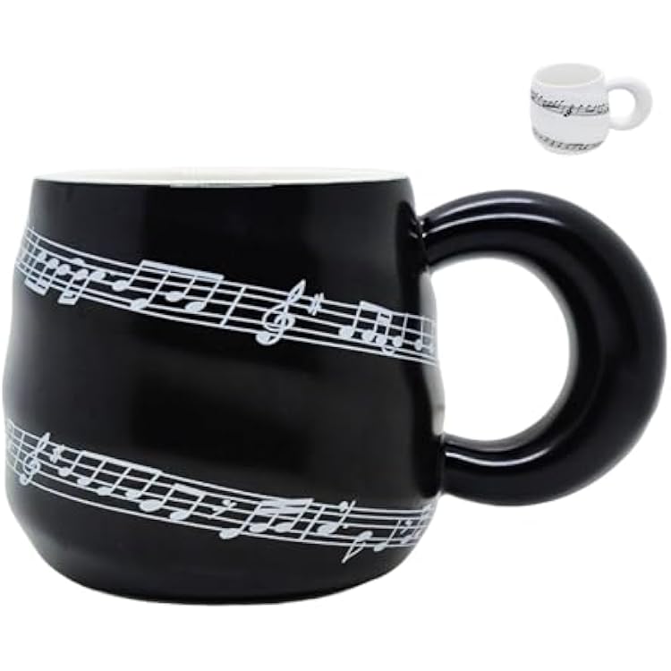 Music Mug 12oz, Musical Coffee Mug, Dishwasher & Microwave Safe, Gift for Music Lovers, Teachers, or Musicians, Black