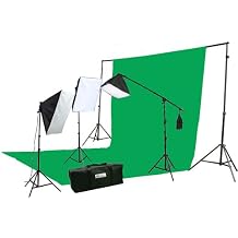 ePhoto 10 X 20 Large Chromakey Chroma Key Green Screen Support Stands 3 Point Continuous Video Photography Lighting Kit H9004SB-1020G