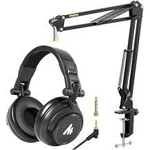 MAONO Boom Arm Microphone Stand with MAONO 50MM Drivers Studio Headphones (BA20+AU-MH601)