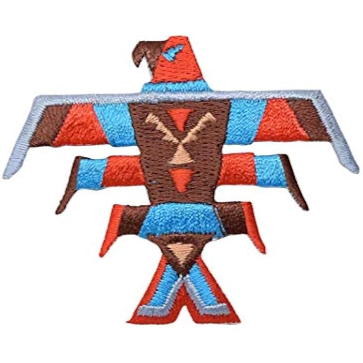 Turquoise Indian Bird Totem Pole Iron on Embroidered Patch