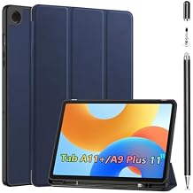Case+Stylus Pen for Samsung Galaxy Tab A11+/A9 Plus 11 inch, Built in Pen Slot Slim for Tab A9+/A11 Plus Tablet Protective Leather case Auto Wake/Sleep,Honeycomb Heat Dissipation (Deep Blue)
