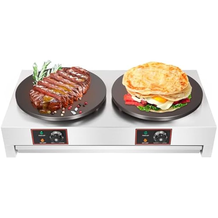 Crepe Maker Griddle, Pancake Maker Machine 16 Commercial SingelDual Head Electric Crepe Maker Baking Pancake Machine Non Stick for Family Kitchen,Commercial, Restaurant, Street Snack No Plug