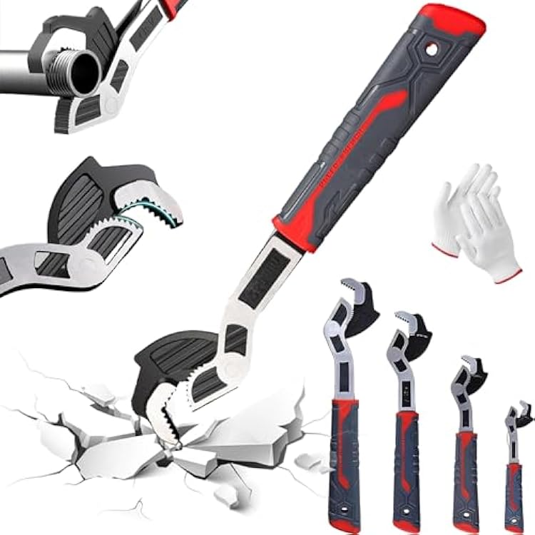 Multifunctional Self Locking Wrench, 2025 Upgraded Self Adjusting Wrench, 6 8 10 12 Inch Power Grip for 7-35mm Nuts, Pipes Use, Chromium Vanadium Steel 10 Inch