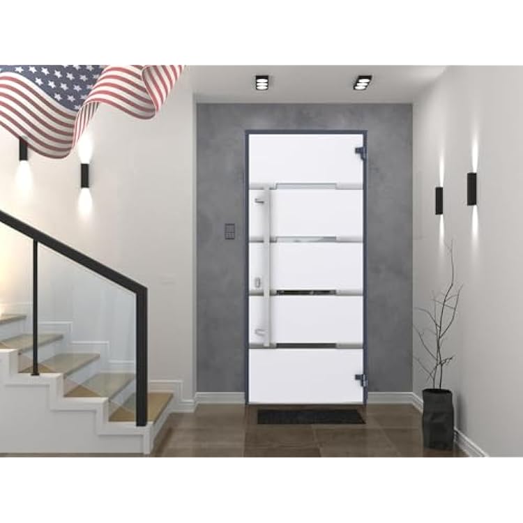 VDOMDOORS Front Exterior Prehung Steel DoorDeux 1105 Gray GraphiteStainless Inserts Single Modern Painted-W36 x H80-Left-hand Inswing