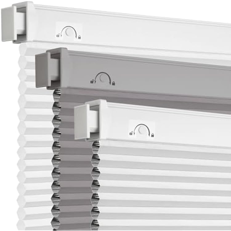 Grandekor No Tools No Drill Cordless Cellular Shades,34 W x 36 H,Blackout Honeycomb Blinds for Indoor Windows,UV Protection Privacy No Drill Blinds for Home,Door,White