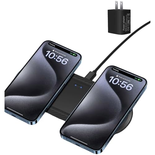 Wireless Charger, 20W Dual Wireless Charging Pad,Fast Charging Pad for Samsung Galaxy S24S24 UltraS23S22S21S20, for iPhone 161514131211XRX, for Airpods 432Pro, and More.with Adapter