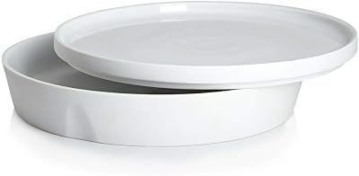 DEGRENNE LEconome French Dinner Plate and Bowl Set - Luxury Porcelain Dishware Set, Stackable Ceramic Bowl & Plate, Made in France, Microwave Safe, Dishwasher Safe, 24cm - White