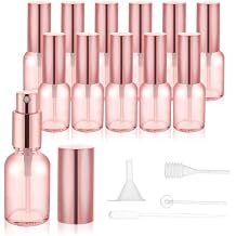 12 pack 10ml Pink Glass Spray Bottles Refillable Empty Perfume Pump Sprayer Mini Fine Mist Atomizer with Rose Gold Lid for Body Essential Oils
