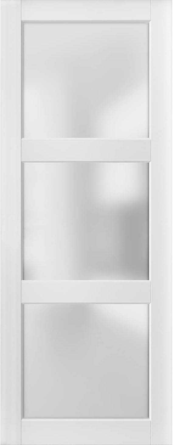 SARTODOORS Interior Door Slab 28 x 80 inches | Lucia 2552 | Slab Panel Only | Frosted Glass Solid Wood | Bedroom Living Room