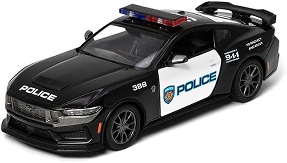 KiNSMART 2024 Ford Mustang Dark Horse 5" 1:38 Scale Die Cast Model Toy Muscle Car (Rescue Police Edition)