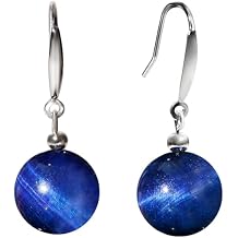 Simple 12mm Stones Drop Dangle Earrings for Women 925 Sterling Silver Earrings Protection Energy Crystals Jewelry