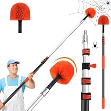 26 FT Cobweb Duster with Extension Pole,Spider Web Brush with Pole Extend 5-20FT,Spiderweb Cleaner with 4-Stage Telescopic Aluminum Pole,Spider Brush Cobweb for Outdoor & Indoor Cleaning