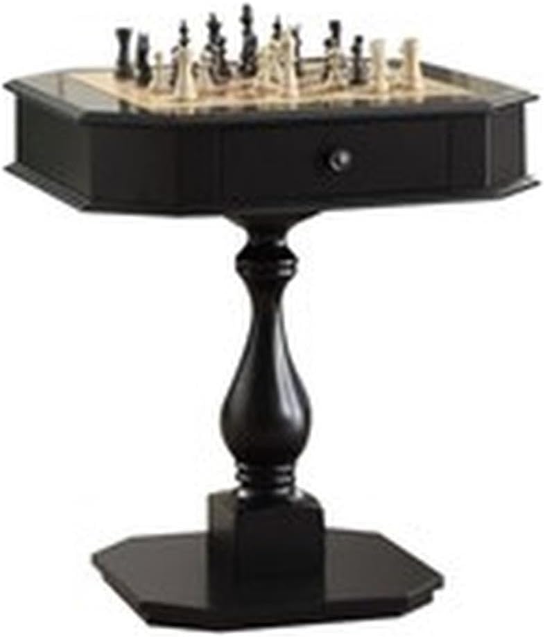 BOWERY HILL 2-Drawer Game Board Table in Black for Chess, Checkers, Backgammon, 28 in x 28 in x 31 in