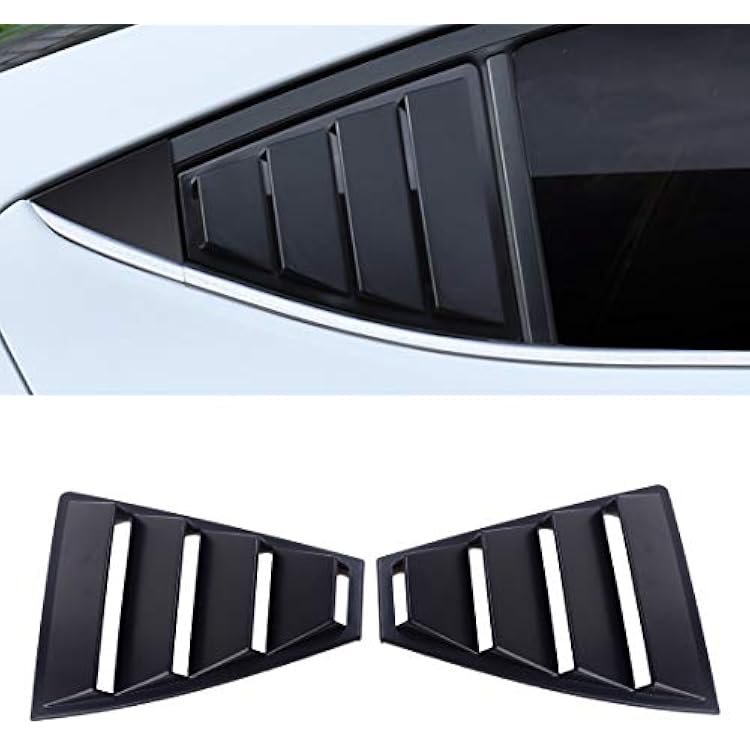 Winiory for Hyundai Elantra 2017-2019 Car Rear Window Louver Air Vent Scoop Shades Cover Trim 2PCSSet Matte Black