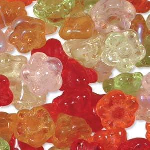 100 Czech Glass Flower Beads Tango Mix. Hole is Side to Side Through The Shank. Use for Jewelry Making, Braiding, Kumihimo, Macrame