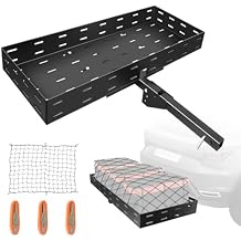 NIHAO 45"x20"x5" Folding Hitch Mount Cargo Carrier, Rear Luggage Basket with Net and Ratchet Straps, Fit 2" Receiver - 400 Lbs Capacity