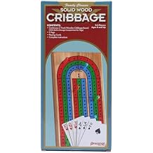 Family Classics Cribbage - Solid Wood Continuous 3 Track Board with Built-In Storage Compartment for Pegs