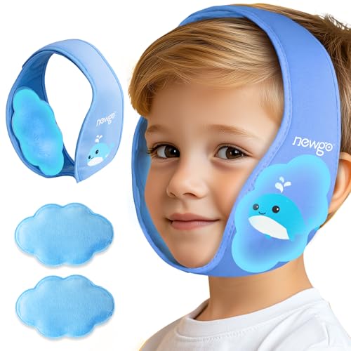 NEWGO Tonsillectomy Ice Pack for Kids, Wisdom Teeth Ice Pack Head Wrap for Kids Tonsil Recovery, Cavities, Tooth Extraction Pain Relief, Head Circumference of 20.8-25.6 Inches - Blue