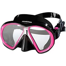 Atomic Sub Frame Medium FIT Scuba Diving Mask for Narrower Faces, Snorkeling, Spearfishing, Free Diving (Black w/ Pink)