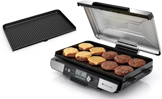 Sizzle Pro XL 20 Inch Indoor Griddle & Grill with ProTemp IQ, 250F500F, Detachable Ventilated Lid, Grease Control, Ceramic Nonstick Plates, Even Edge-to-Edge Cooking, XL Capacity (G X 101)