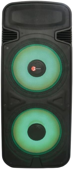 RadioShack Dual 15" PA Speaker 450W RMS Bluetooth, USB/SD, FM, RGB Lights with Wheels
