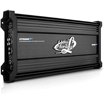6-Channel Mosfet Amplifier - Wireless Bluetooth Audio Interface, 2 Ohm Stereo Stable with High Pass and Low Pass Filter Controls, Bridgeable at 4 Ohms, Bass Boost Circuit - Lanzar HTG669BT