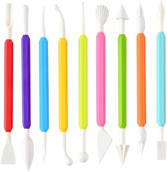 KHMCRSDO Clay Sculpting Tools 9-piece Fondant Carving DIY Pen Polymer