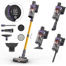 BUTY BULU Cordless Vacuum Cleaner, Stick Handheld Rechargeable Lightweight 4-in-1 Vacuum for Home Hardwood Floor Carpet Pet Hair Litter Cleaning, 45KPa Suction 50Mins Running Time, LED Display Screen