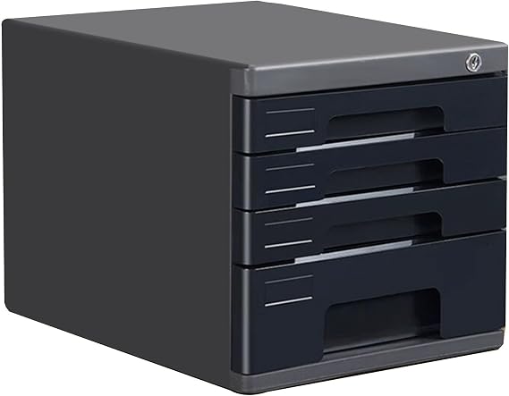 Lockable Desktop File Organizer With Drawers – 4/5-Layers A4 Document Storage Cabinet For Office/Home, Secure Paper & Stationery Holder(Black,4-layers)