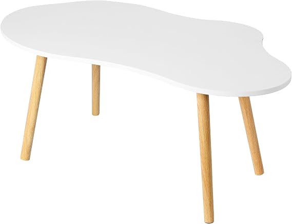 Small Coffee Table, Mid Century Modern Tea Table, Living Room Center Minimalist Display Coffee Table with Cloud Shape for Living Room Center Minimalist Display Coffe Table White