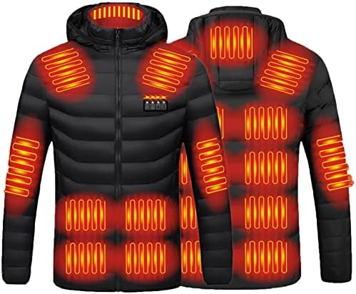 Heated Jacket for Men and Women , Hooded Heating Warm Jackets with Hood, Waterproof Windproof USB Charging Electric Body Warmer Hoodie Coats for Outdoor Cycling Hiking