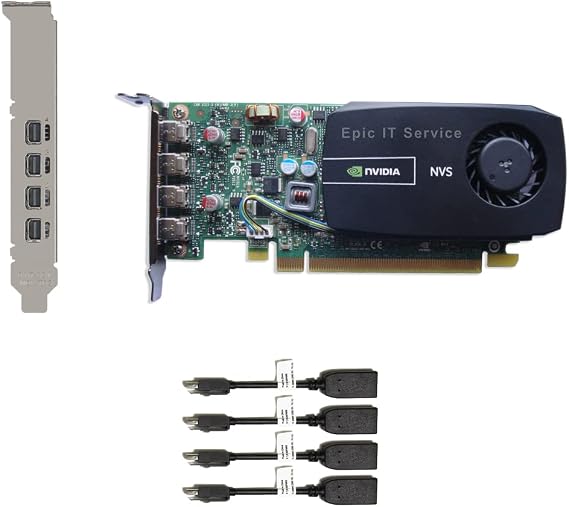 Quadro NVS 510, 2GB GDDR3, Both Half  Brackets, 4 x mDP to displayport adapters, 4K@60Hz Resolution