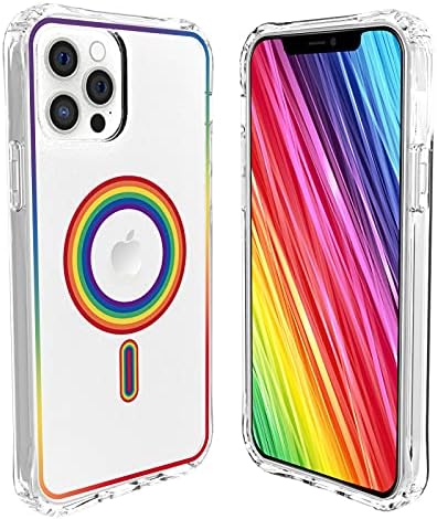 [Upgrade] iPhone 12 Pro Max 6.7 Inch Compatible with MagSafe Clear Case, Built in Magnets Circle, Rainbow 6.7