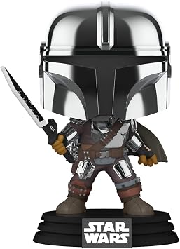 POP Funko Star Wars Mandalorian with Darksaber Chrome & Glow in The Dark, Exclusive