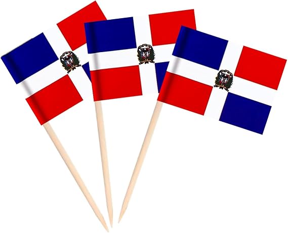 JAVD 100 Pcs Dominican Republica Toothpick Flag Dominica Small Mini Cocktail Fruit Cupcakes Toppers Food Stick Flags