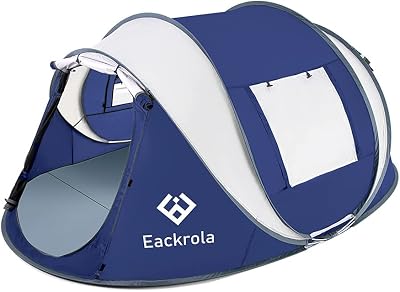 Eackrola 24-Person-Tent, Instant Pop up Tent for Camping, Easy Setup Beach Tent Sun Shelter - Ventilated Mesh Windows, Water Resistant, Carry Bag Included 4 Person-Navy Blue